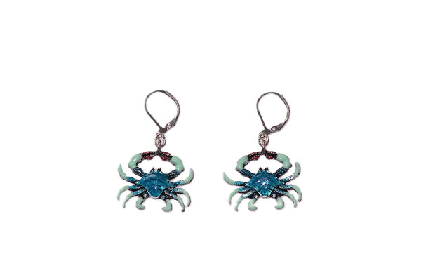 Crab Earrings (Blue-Green) #DE0131