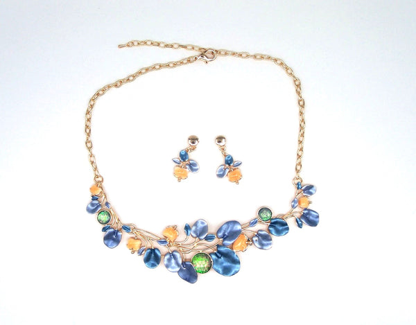 Four Color Leaf Necklace Set  #DNE0210