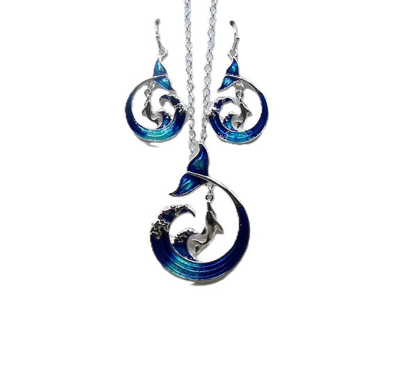 Dolphin Sea Life Necklace and Earring Set #DN-0219