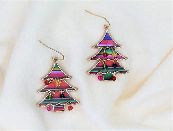 Multi- color Christmas Tree Earrings  #DE0107