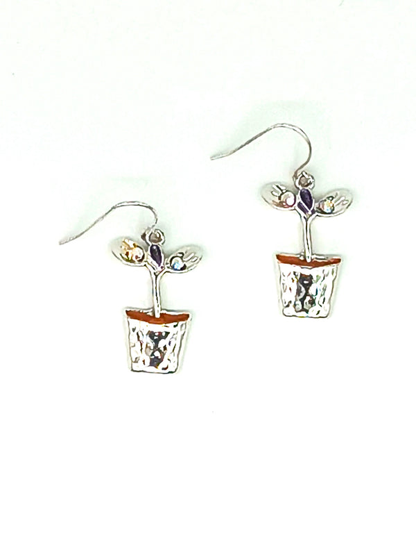 Budding Flower in a Pot Earrings   #DE060