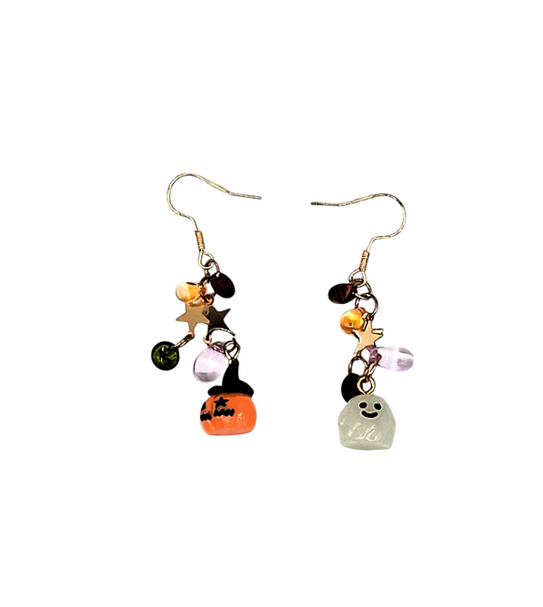 Halloween Pumpkin and Ghost Dangle earrings  #DE-0163