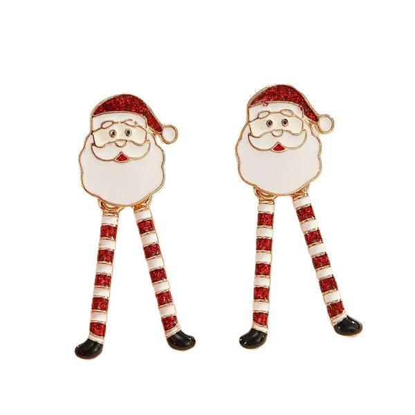 Santa with Dangling Legs Post Earrings- #DE-0170