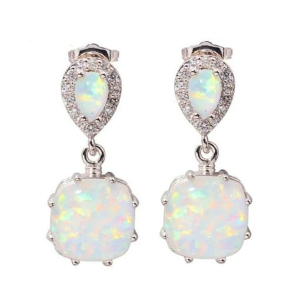 Double Rain-Drop Opal Earrings  #DE070