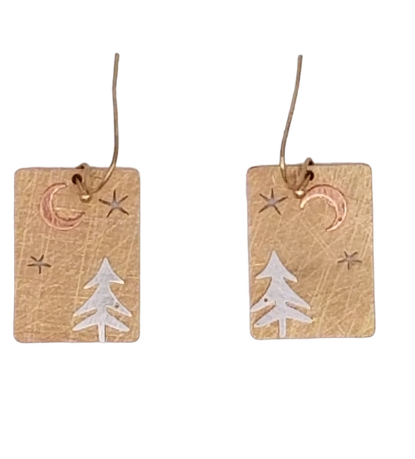 Tree & Moon Earrings     #DE068