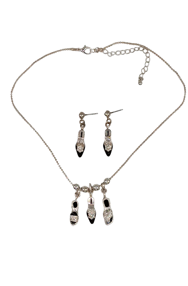 Triple Shoe Necklace with Matching Earrings Set  #DNE-0208