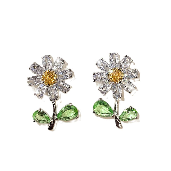 Elegant and Gorgeous CZ Daisy Post Earrings - #DE-0128