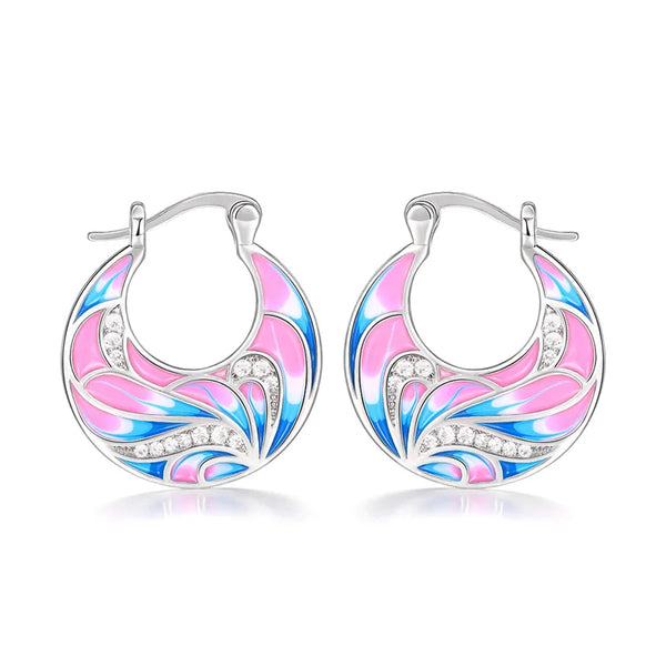 Three Beautiful Colors, Pin Catch Round Earrings  #DE-0135