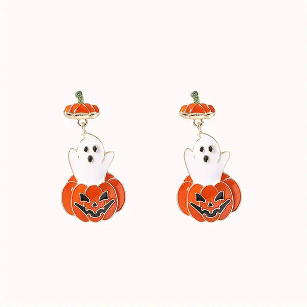 Ghost and Jack-O-Lantern Halloween Post Earrings #DE-0168