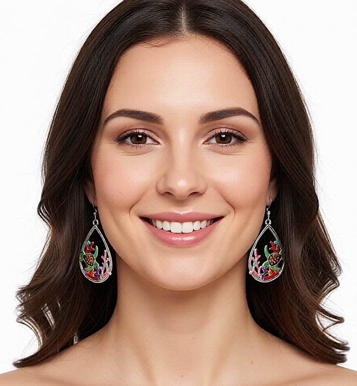 Oval Sea-Life Dangle Earrings, #DE-0164 – Della's Designs