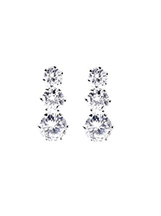 Triple Round Cubic Zirconia Post Earrings #DE-0157