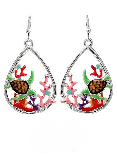 Oval Sea-Life Dangle Earrings #DE-0164