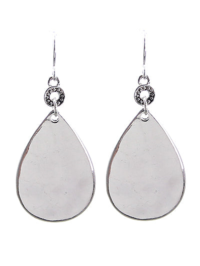 Silver Hammered Raindrop Earrings  #DE064