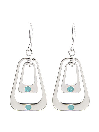 Double Layered Silver Metallic Earrings  #DE071