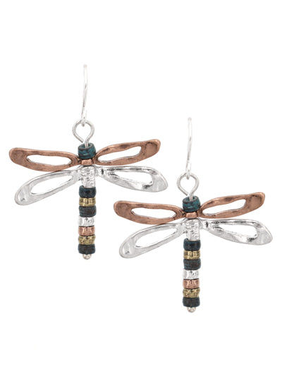 Dragonfly Earrings in Two-Tone Colors  #DE067