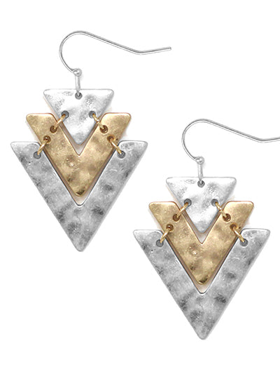 Hammered Chevron Style Earrings  #DE0118