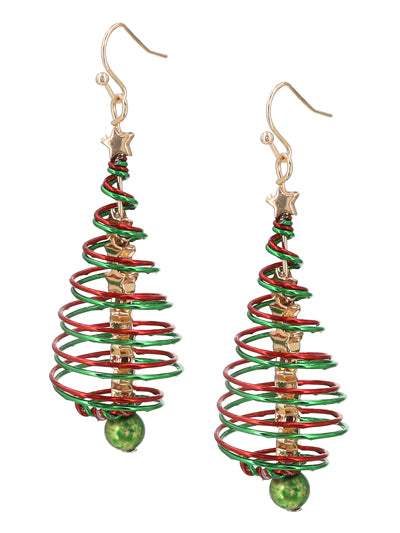 Spiral Christmas Tree Earrings #DE-0173