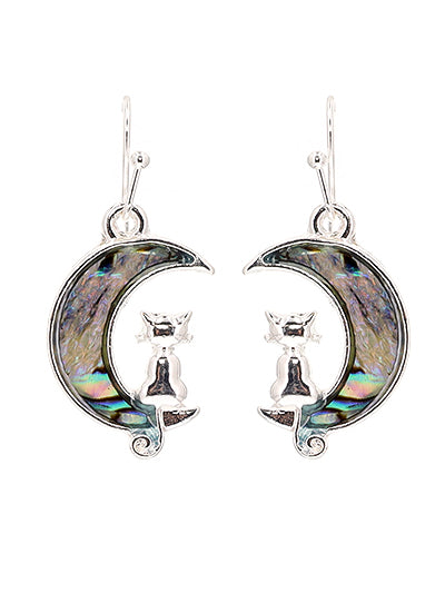 Cat Sitting on the Moon Earrings   #DE062