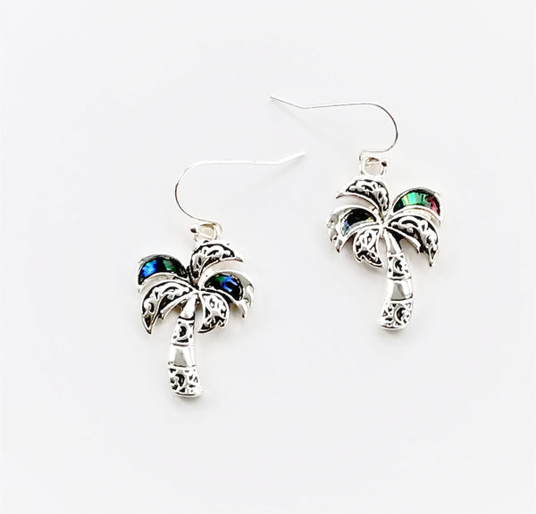 Palm Tree Earrings with Beautiful Inlayed Abalone shell   #DE049